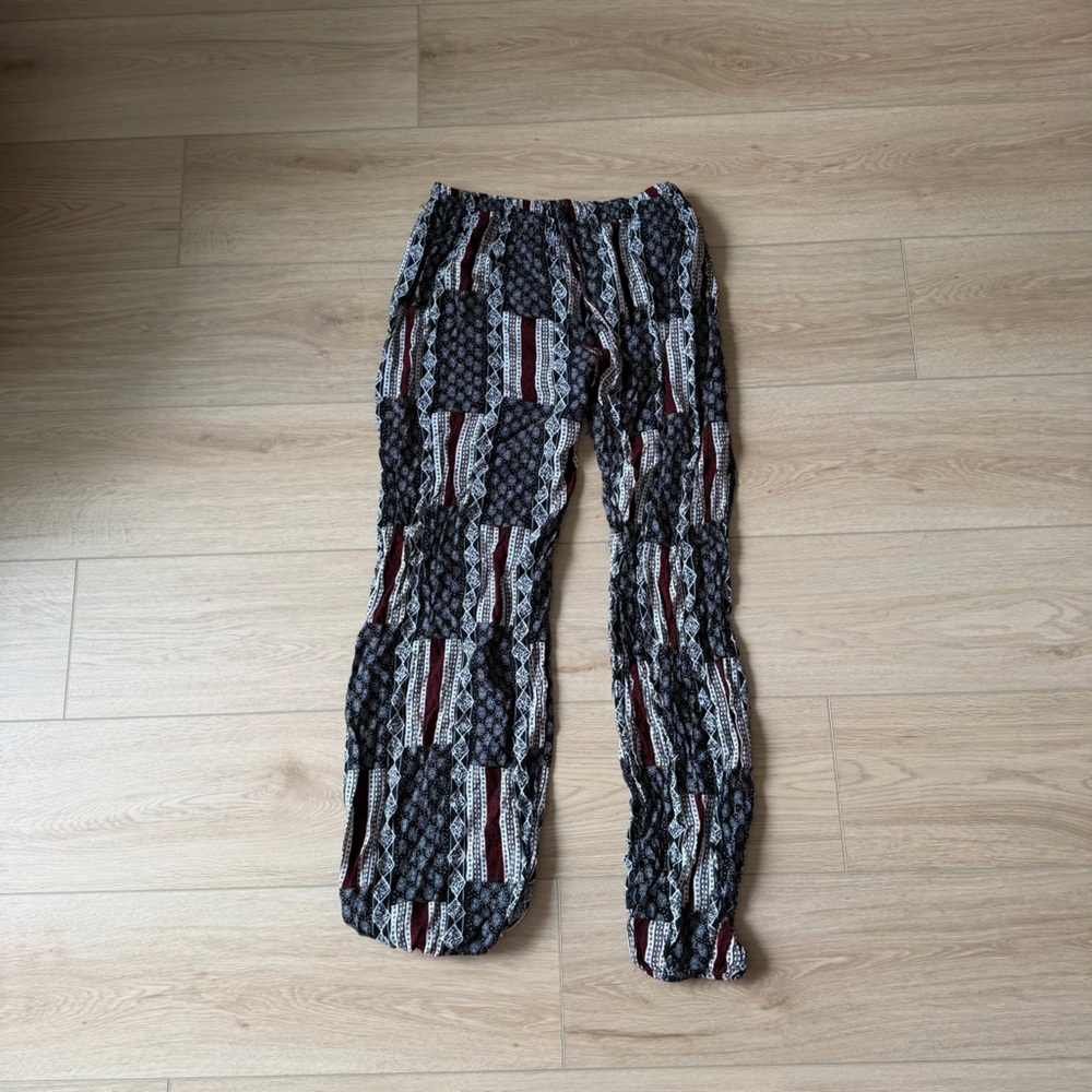 Patterned Black, Red and White Thailand Harem Pants